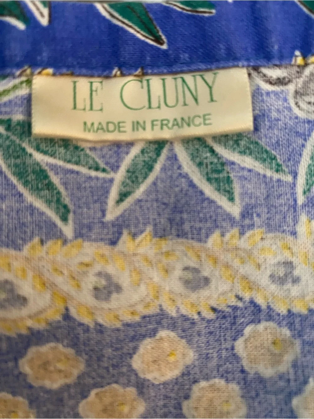 Le Cluny. Fabric Tablecloth. Blue/Yellow. 105X53. Made in France.